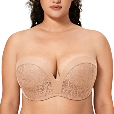 Delimira Slightly Lined Lift Great Support Lace Strapless Bra